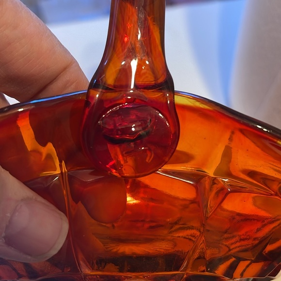 Vintage Tiara Indiana Constellation Red Amberina Large Art Glass Basket JD - Picture 5 of 7